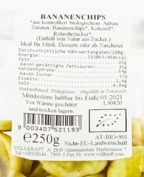 Bananenchips bio 250g Vollkraft