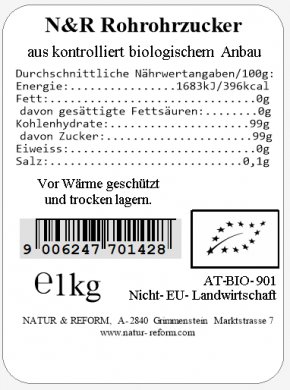 Bio Rohrohrzucker 1kg Natur & Reform