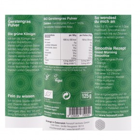 Gerstengras-Pulver Bio Feinstoff 125g